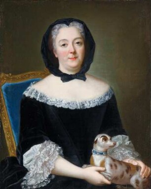 Porträt einer unbekannten Dame mit Hündchen
