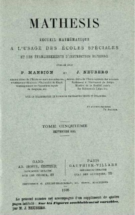 TOME CINQUIÉME SEPTEMBRE 1885.