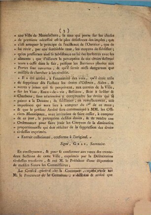Délibération du Conseil Général de la commune de la ville de Lyon : du Samedi 10 Juillet 1790