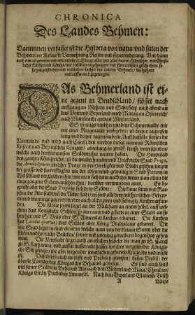 Chronica Des Landes Behmen