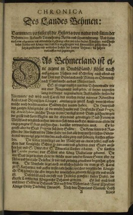 Chronica Des Landes Behmen