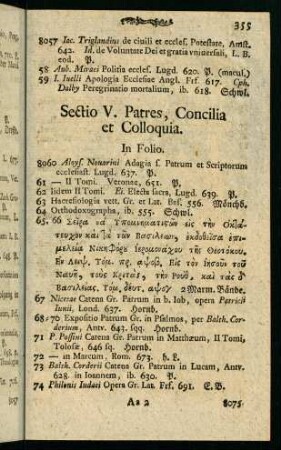 355-367, Sectio V. Patres, Concilia et Colloquia.