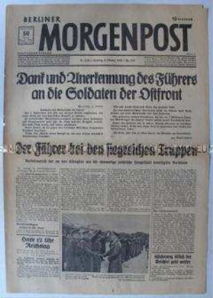Tageszeitung "Berliner Morgenpost" zum Besuch Hitlers bei den deutschen Truppen in Polen