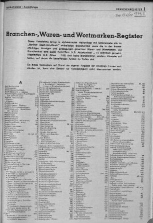 Branchen-, Waren- und Wortmarken-Register