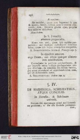 §. IV: De haeresibus, schismatibus, atque conciliis