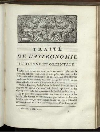 Traité de l'Astronomie indienne et orientale. Chapitre Premier - Dixième.