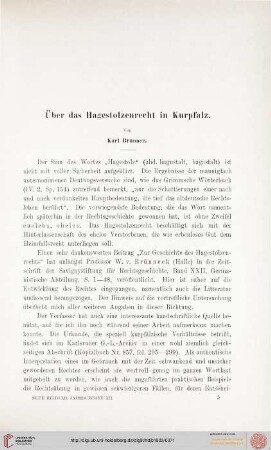 12: Über das Hagestolzenrecht in Kurpfalz