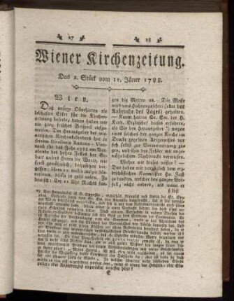 Das 2. Stück vom 11. Jäner 1788.