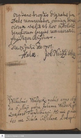 Lebenslauf von Wilhelm Waldeck.