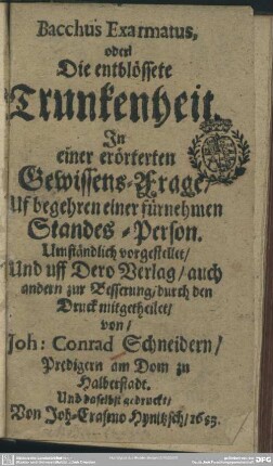 Bacchus exarmatus oder die entblösste Trunkenheit