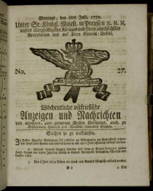No. 27. Montags, den 6ten Julii, 1750.
