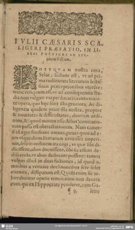 Julii Caesaris Scaligeri Praefatio, In Libros Poetices Ad Sylvium Filium