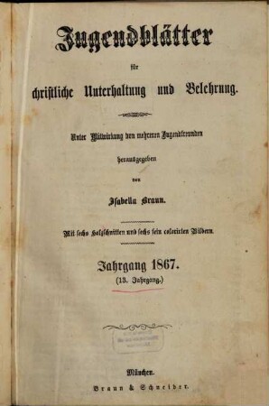 Jugendblätter. 1867 = Jg. 13