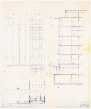 Kaufhaus Wilmersdorfer Straße/Kantstraße (Neckermann), Berlin-Charlottenburg: Fassade: Detail. Ansicht, Schnitte 1:50