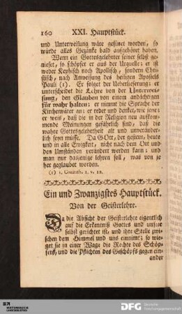 XXI. Hauptstück. Von der Geisterlehre.