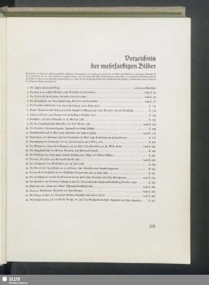 Verzeichnis der mehrfarbigen Bilder