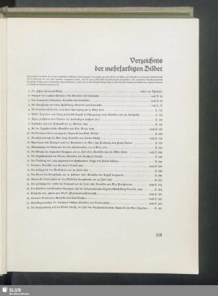 Verzeichnis der mehrfarbigen Bilder
