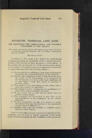 Suggested Transvaal Land Bank
