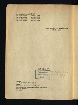 Der Lehrplan tritt ...