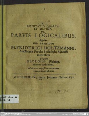 4: Disputatio quarta et ultima