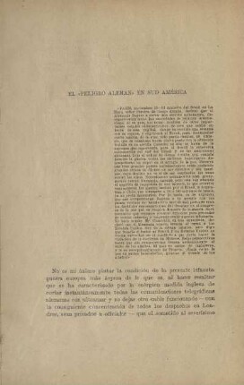 El "peligro aleman" en Sud América