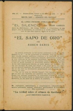 1919000374: El sapo de oro
