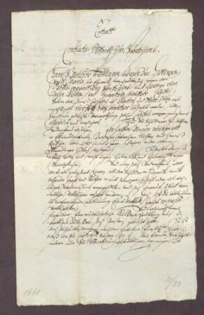 Gültbrief des Hans Melchior Drollinger und seiner Frau Maria von Dietlingen gegen die Stiftsverwaltung zu Pforzheim