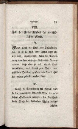 VIII. Von der Unsterblichkeit der menschlichen Seele.