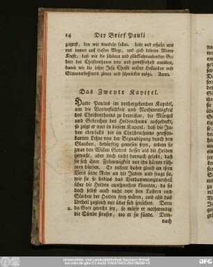Das Zweyte Kapitel.