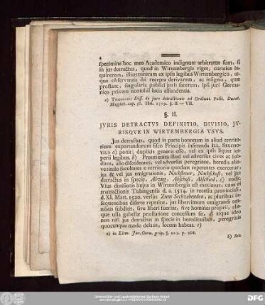 §. II. Iuris Detractus Definitio, Divisio, Iurisque In Wirtembergia Usus.