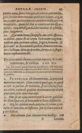 De communi elementorum natura, & commutatione, & viribus. Cap. XII.