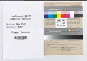 Entnazifizierung Bernhard Wiegert, geb. 16.07.1895 (Schlosser)