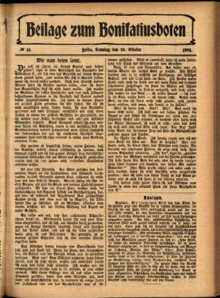 Zweite Ausgabe vom Sonntag, den 30. Oktober 1904.