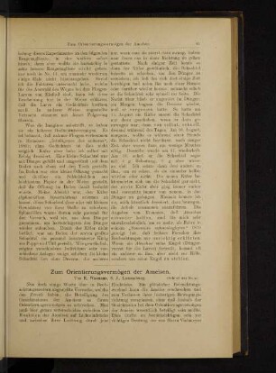 Zum Orientierungsvermögen der Ameisen.