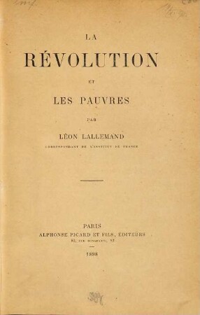 La Revolution et les pauvres