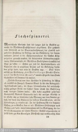 I. Flachsspinnerei