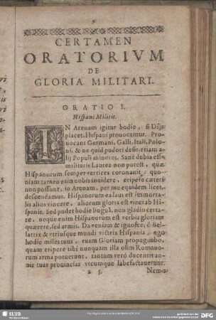 Oratio I. Hispani Militis