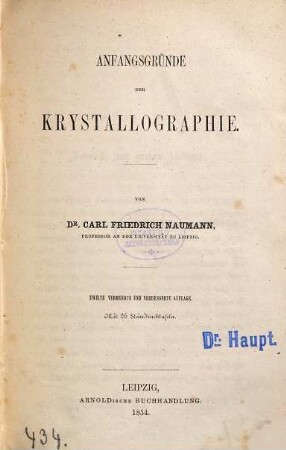 Anfangsgründe der Krystallographie