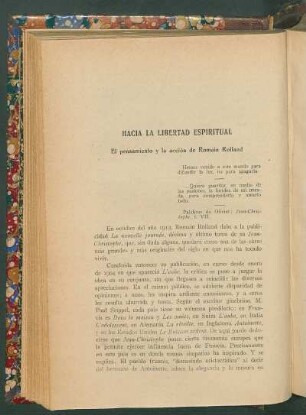 Hacia la libertad espiritual : El pensamiento y la acción de Romain Rolland