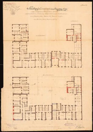 Arbeiterwohnhäuser, Berlin-Friedrichshain: Bauakte Bauherr: Grundrisse, Schnitte, Ansichten, Nachträge, 1:100