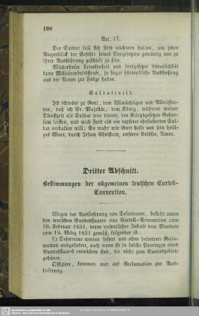 Dritter Abschnitt. Bestimmungen der allgemeinen teutschen Cartell-Convention