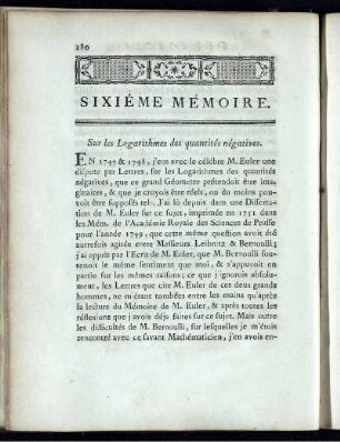Sixiéme Mémoire.