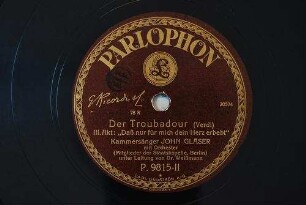 Der Troubadour : III. Akt: "Das nur für mich dein Herz erbebt" / (Verdi)