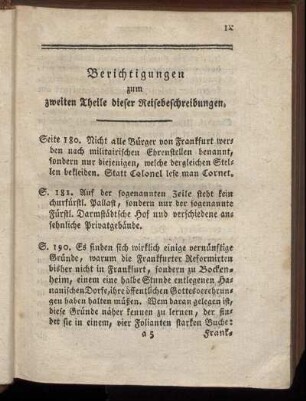 Berichtigungen zum zweiten Theile dieser Reisebeschreibungen.