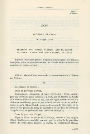 XCIV Algeri - Francia 30 maggio 1837