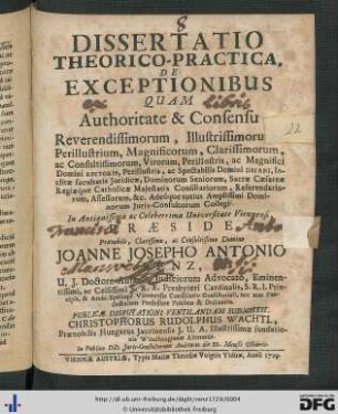 Dissertatio Theorico-Practica De Exceptionibus