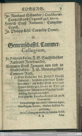 II. Gemeinschafftl. Cammer-Collegium