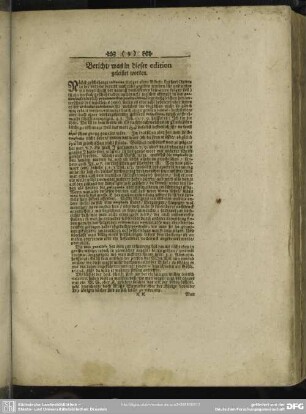 Bericht, was in dieser edition geleistet worden
