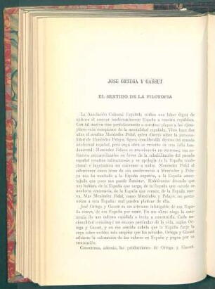 José Ortega y Gasset : El sentido de la filosofía