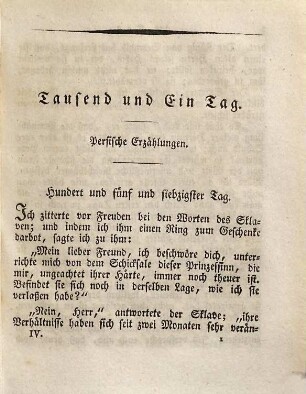 Tausend und ein Tag : morgenländische Erzählungen aus dem Persischen, Türkischen und Arabischen nach Petis de la Croix ..., 4